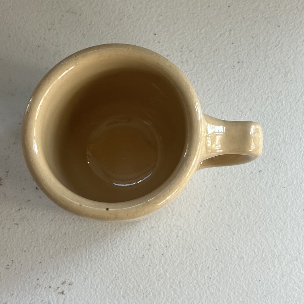 Wallace and Tepco China Coffee Mugs Set of 2 Tan 3.5" Tall Heavy Restaurant Ware - Picture 4 of 15